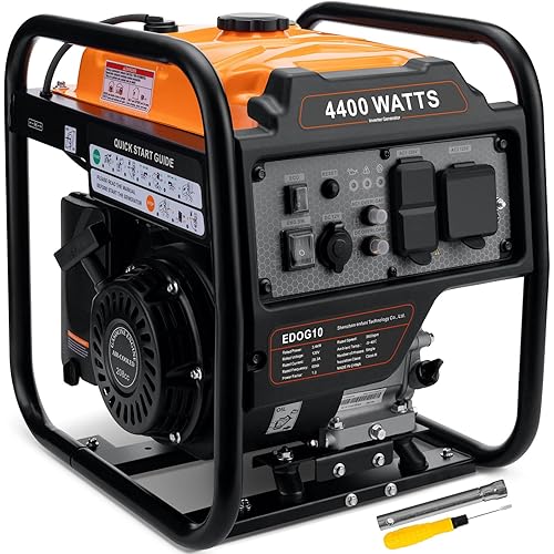 4400-Watts Inverter Generator, Open Frame Generator Gas Powered, Emergency Home Backup, RV Ready 30A Outlet, EPA Compliment