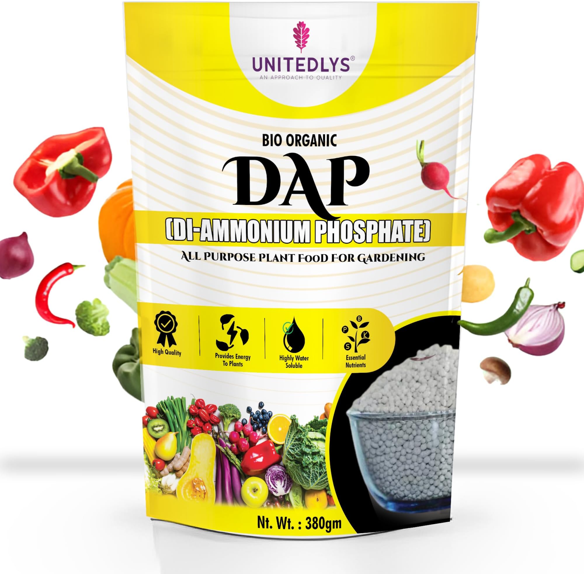 Unitedlys Dap Fertilizer for Plants Home Garden 380G | Dap Fertilizer for Crops | All Purpose Bio Di-Ammonium Phosphate for Home Plants & Gardening