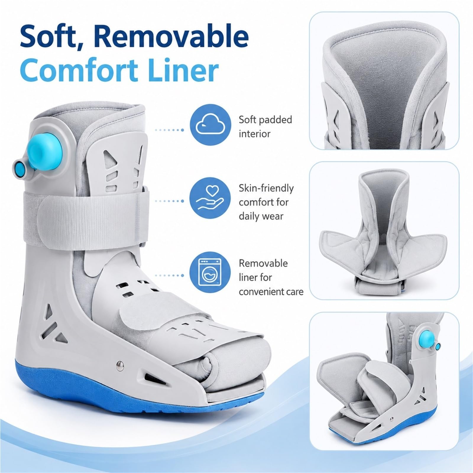 Bota Ortopédica para Fractura de Pie con Doble Airbag Inflable y Suela Antideslizante Bota de Aire para Recuperación de Tobillo Metatarso para Hombre y Mujer(M)