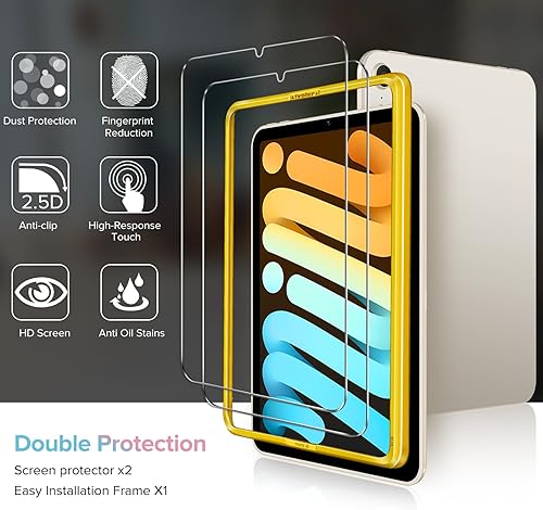 Miniatura 5 de ivoler Paquete de 2 Vidrio templado para iPad Mini 6 de 8.3 pulgadas 2021 con marco de alineación, protector de pantalla compatible con Face ID y