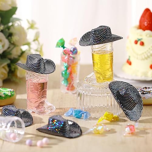 Miniatura 6 de Vesici 20 piezas de mini sombrero de vaquera pequeño vaquero decoración de vidrio de neón para casa de muñecas (lunares)