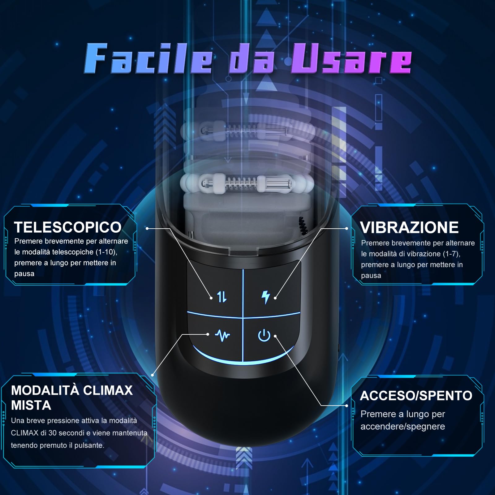 Masturbtore Automatico Sex Toys per Uomini - Masturbatori Maschili Sex Toys Uomo con Perline Massaggianti Regolabili Masturbatori Masturazione Realistico Uomo con Modalità di Spinta e Vibrazione 10x7