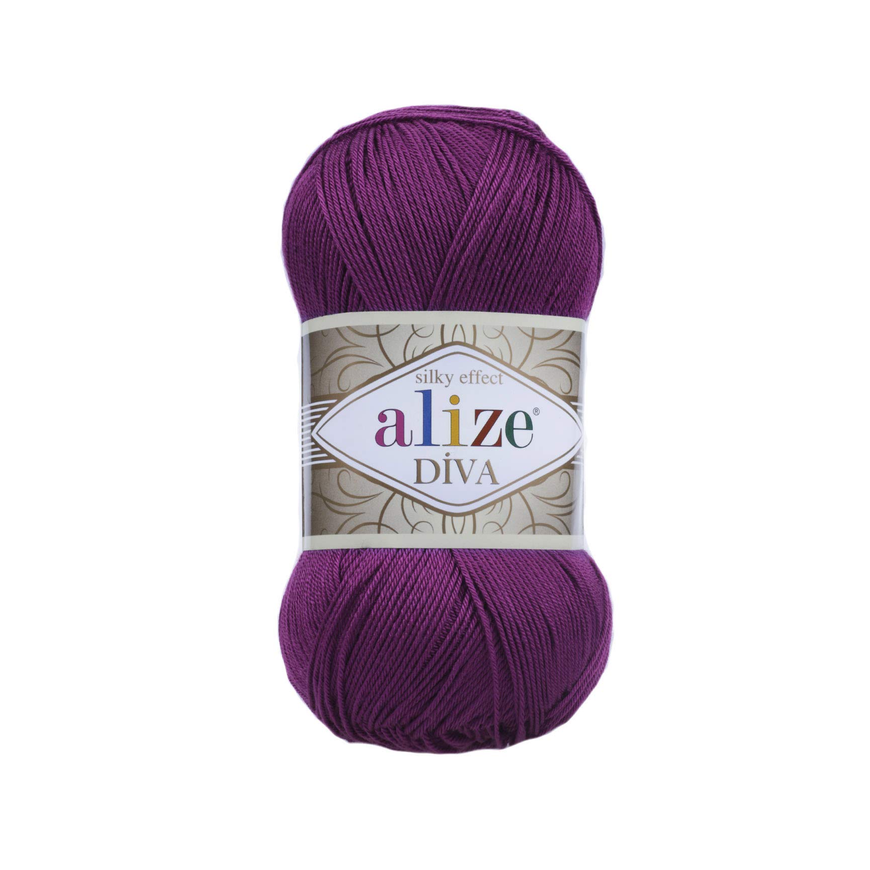 Alize Diva Silky Effect 100% Microfiber Acrylic Yarn Thread Crochet Art Lace Craft Lot of 2 skeins, Each Skein 100g 350m - 297 Plum