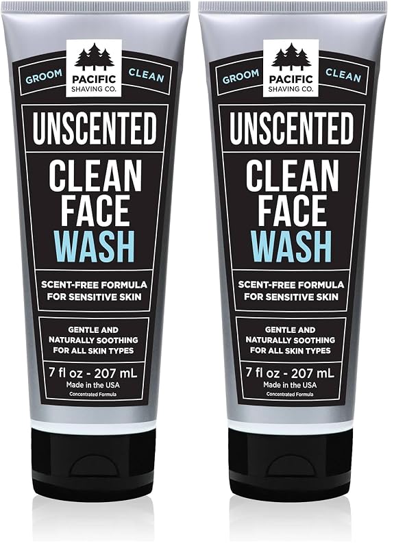 Pacific Shaving Company Limpador facial sem fragrância com sal marinho e aloe vera, 2 unidades de 198 g