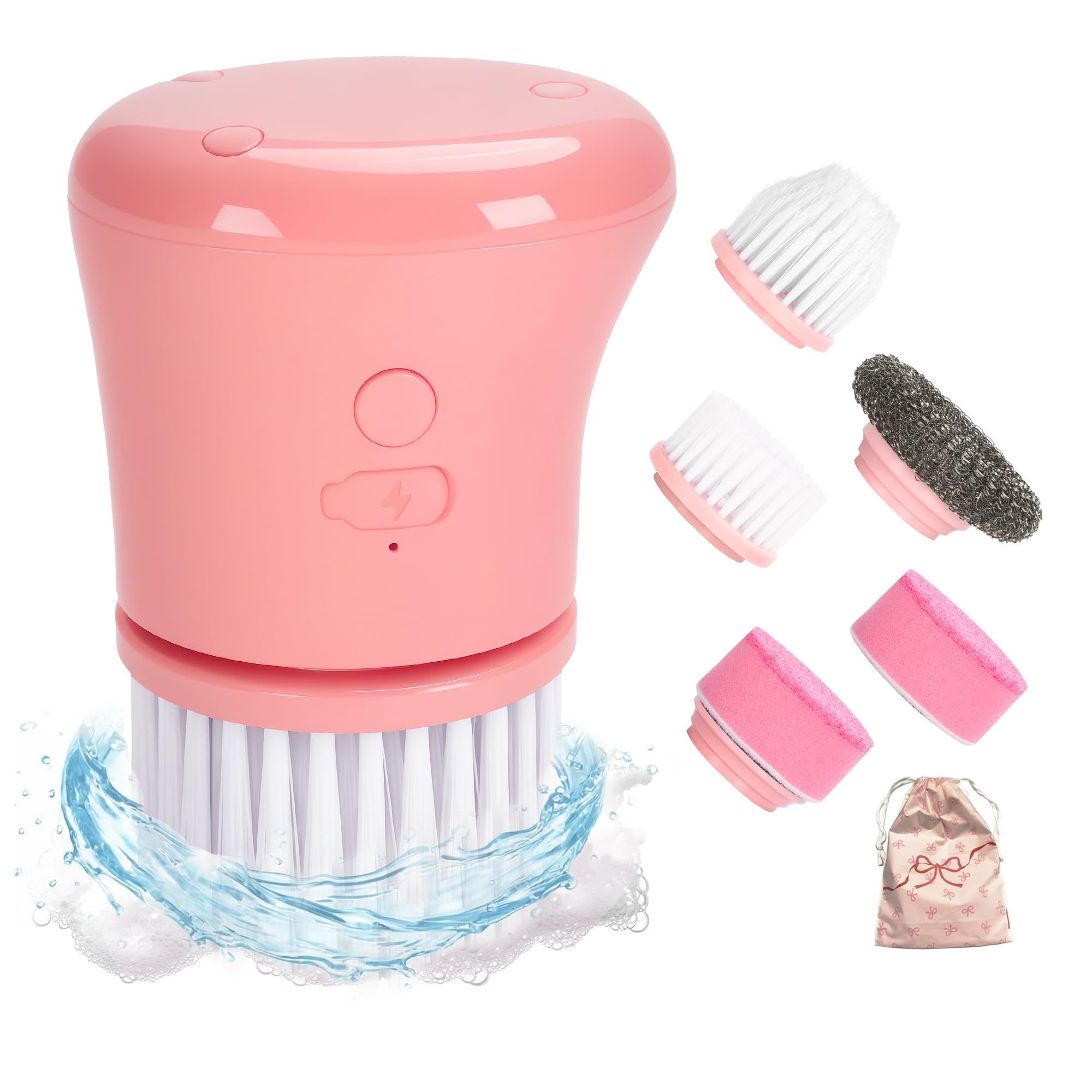 Electric Spin Scrubber Cordless Cleaning Brushes Pink Dish Brush kit Gift for Woman for Bathroom Kitchen Floor Home