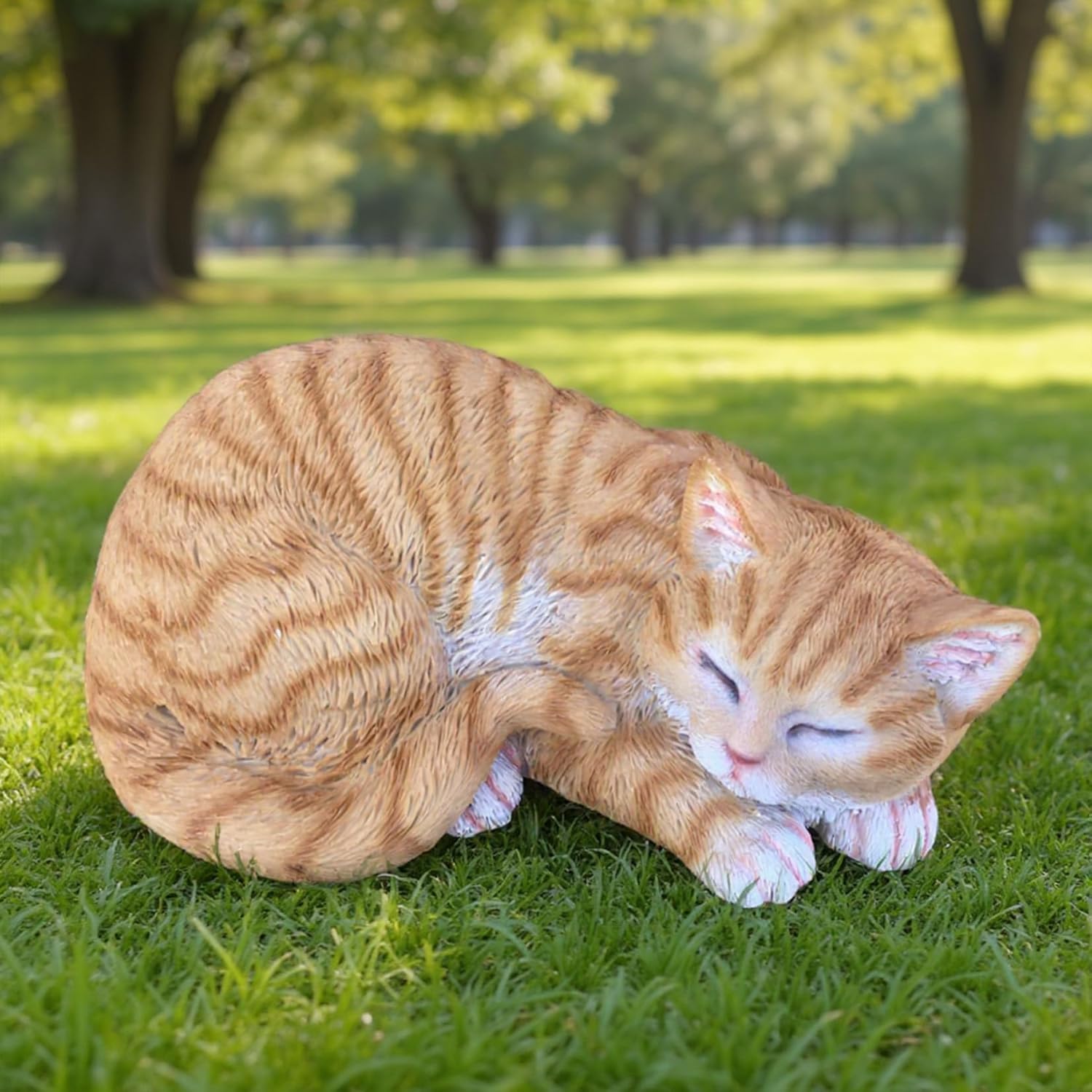 Tabby Sleep Cat Statues Outdoor Decorative, Cat Memorial Statue for Yard Lawn Patio Porch, Garden Pet Grave Marker Figures, 9.44" L x 6.29" W x 4.33" H - Image 5