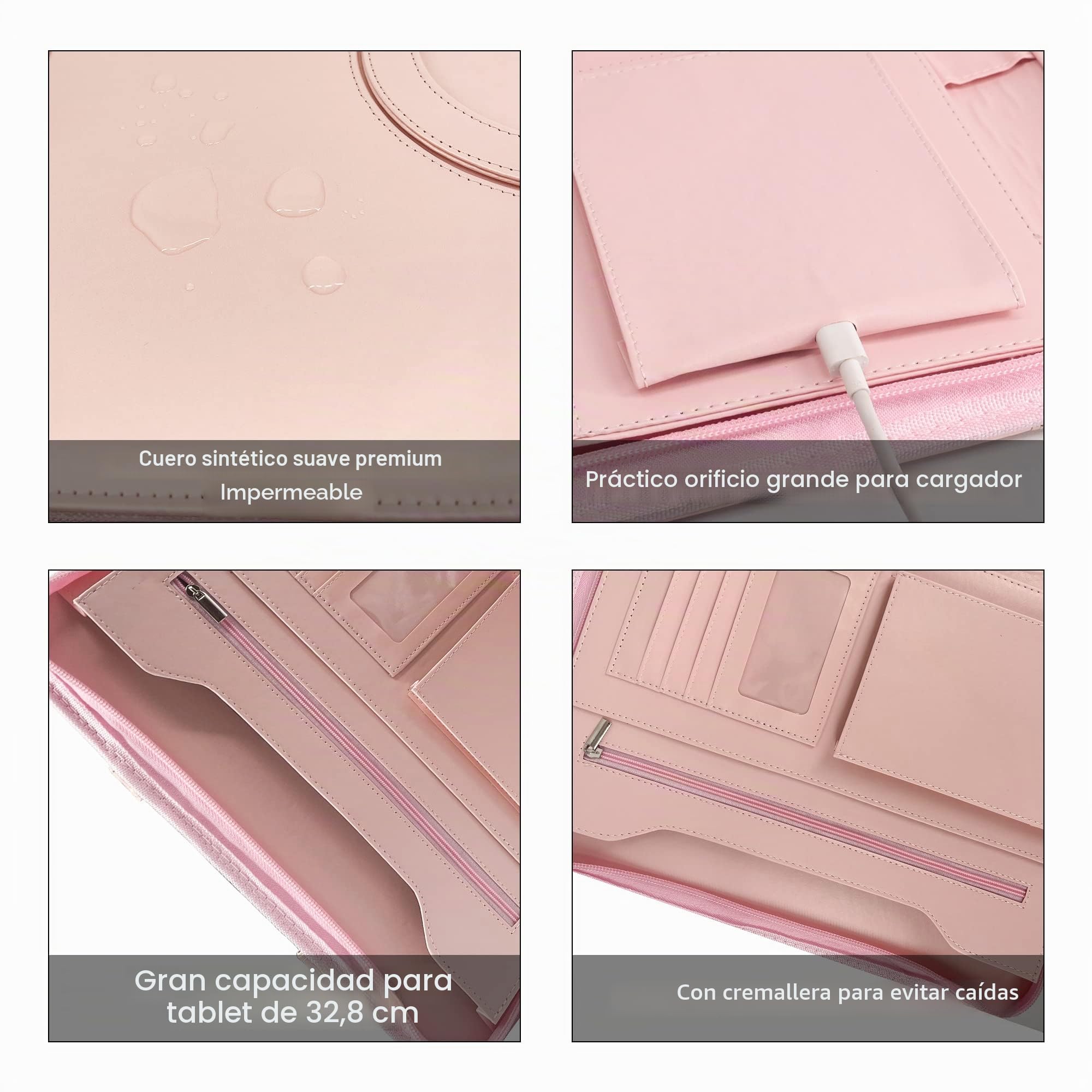 GraduatePro Cartera Carpeta de cuero con cremallera Padfolio carpeta de negocios bolsa organizador para Pad Notebook currículum para mujeres Rosa