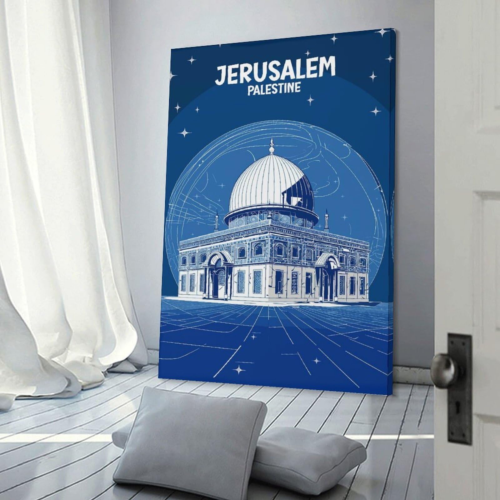 Junmoney Frame-Style-6 Jerusalem Palestine Design Decorative Canvas Print, 08X12inch(20X30cm), For Contemporary Homes, Apartments Or Offices, Home Artwork For Modern Interiors