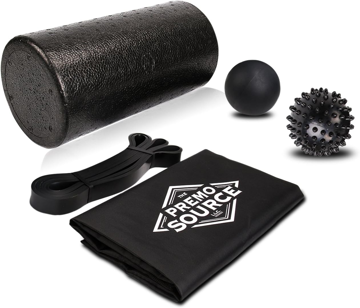 5-in-1 Foam Roller Set:12" High-Density Foam Roller, Resistance Band, And 2 Massage Balls - Muscle Recovery Bundle For Stretching, Physical Therapy, Injury Prevention, And Myofacial Release