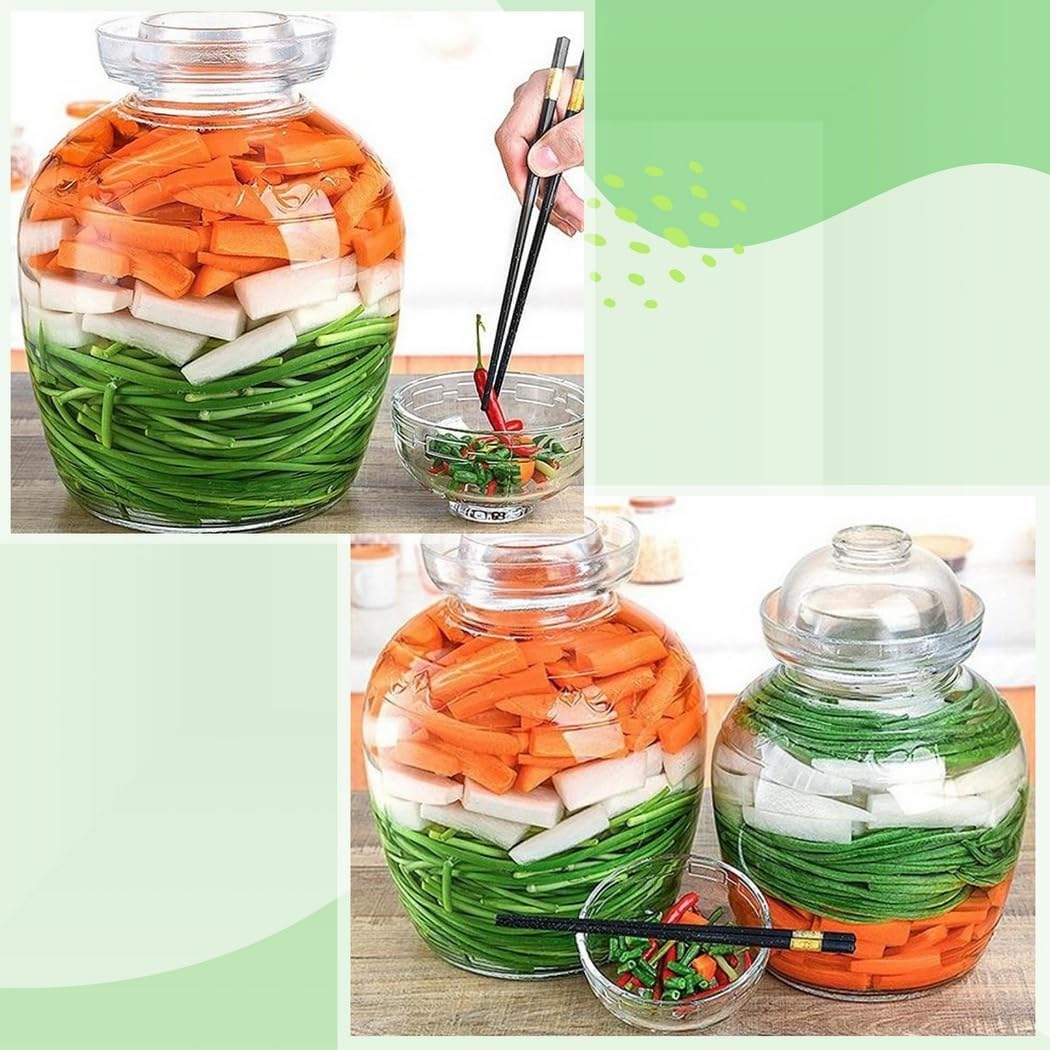 Large Capacity Glass Fermentation Jar with Airlock Water Seal Lid, Traditional Pickle Fermenting Tank for Sauerkraut, Kimchi, and More