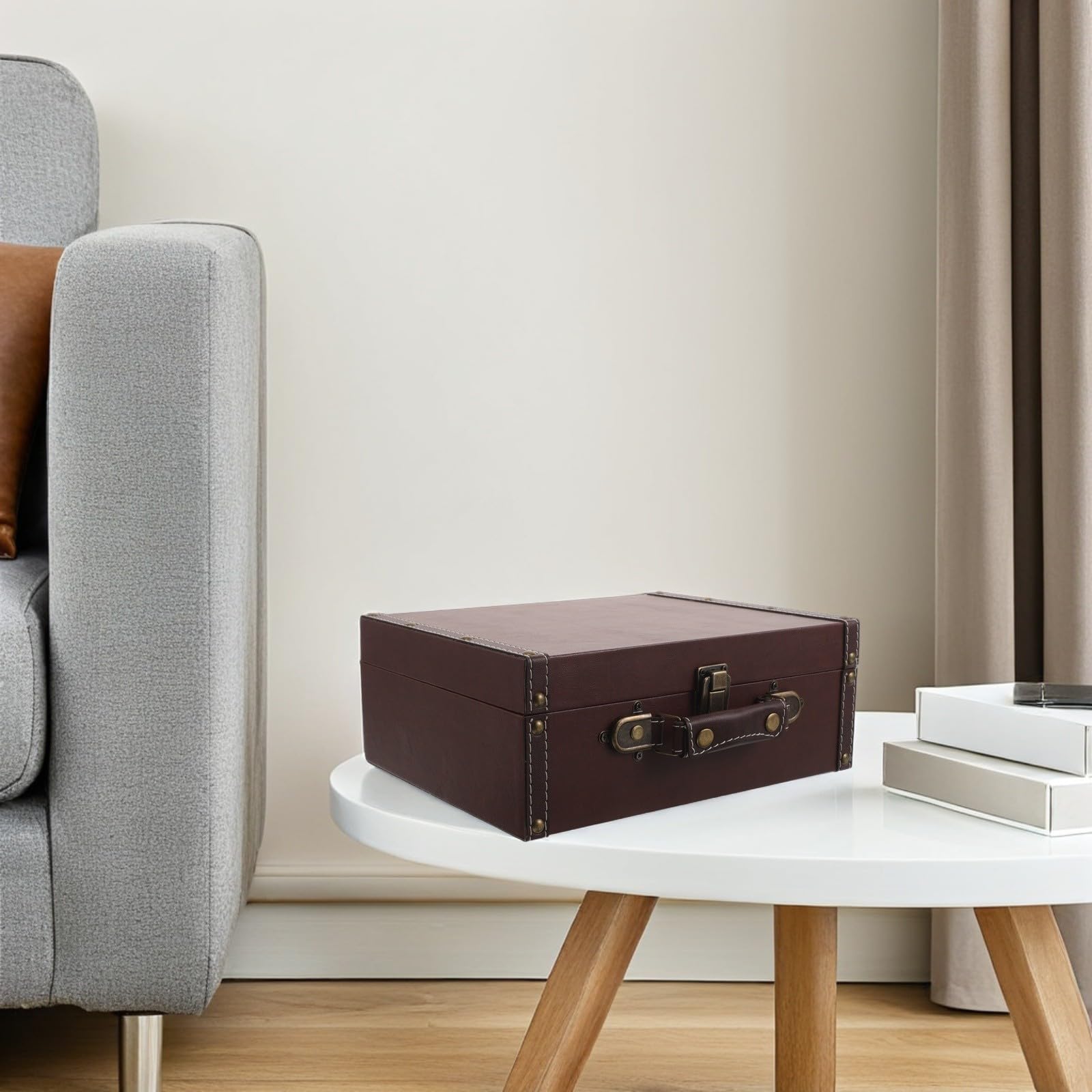 Scatola Decorativa Retrò Design Britannico in Legno e PU Portatile