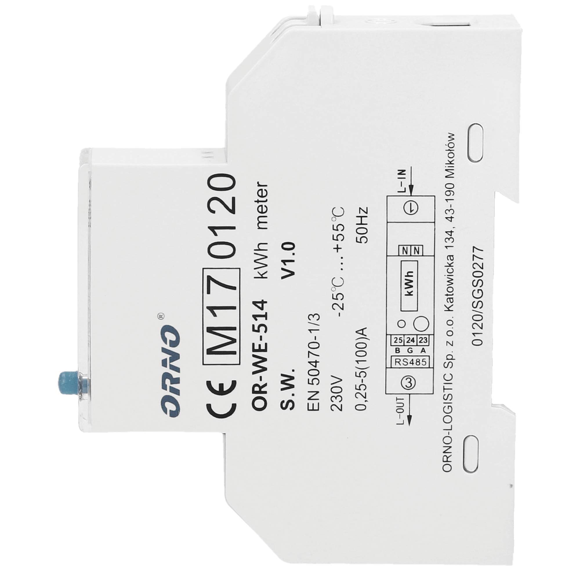 Orno Contador digital de corriente alterna con pantalla LCD con puerto RS485 y certificado MID, consumo de energía 100 A