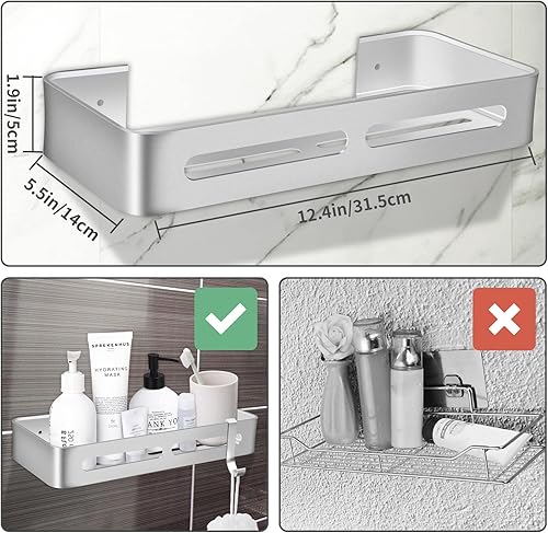 Miniatura 2 de Estante de ducha, 2 paquetes de estantes de ducha sin taladrar, estante de ducha adhesivo montado en la pared con 4 ganchos, organizador de