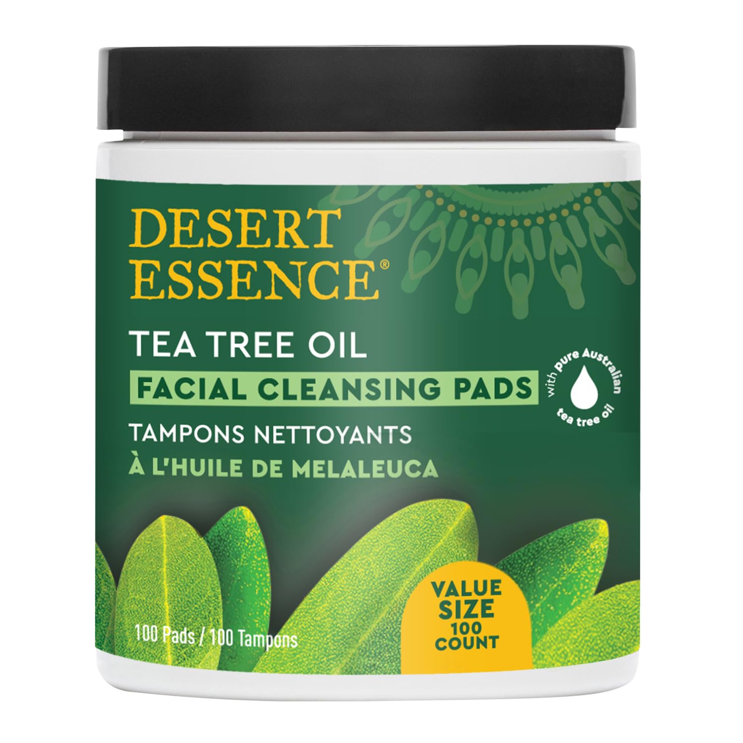 Desert Essence Tea Tree Facial Cleansing Pads 100 Pads Container