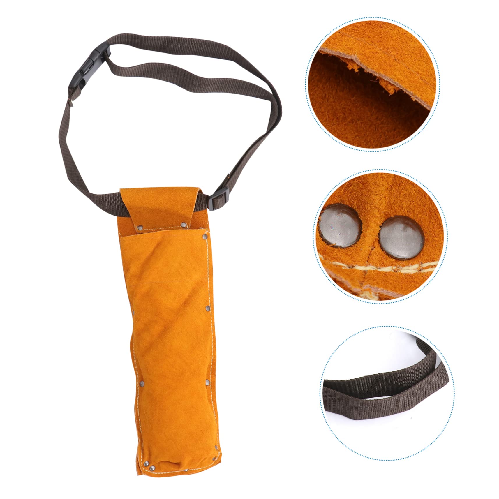 Cabilock Cowhide Welding Rod Pouch Flame Resistant Electrode Storage Bag with Rivet Reinforcement Scalding Design and Wear Resistant for Welders