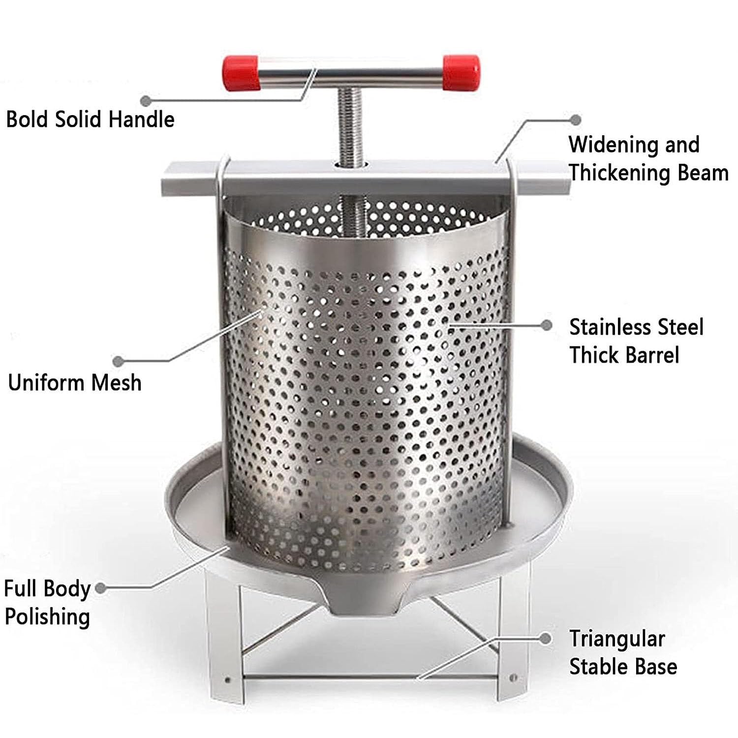 Extractor De Prensa De Miel Máquina De Prensado De Cera Acero Inoxidable Familiar Manual Fruta Jugo Vino Prensa Herramienta De Apicultura