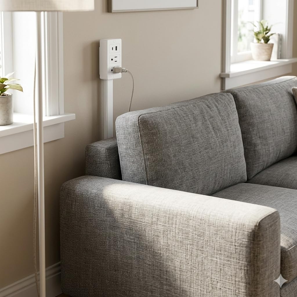 Outlet Extender Stick - 180° Rotating Wall Outlet Extender with USB-C, USB-A & 2 AC Outlets, Extendable Power Socket Expander, Behind Couch Plug Extension for Desks & Hard-to-Reach Outlets