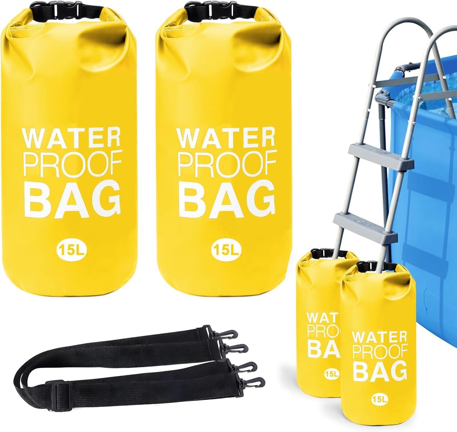 Pesas para escalera de piscina 15L, pack de 2, color amarillo