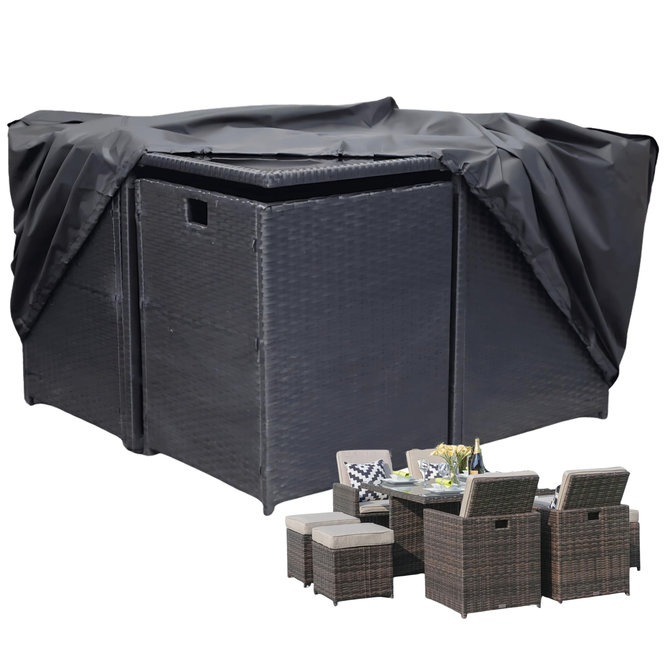 Housse Table Jardin Carrée Imperméable 125x125x74 cm Speedwellstar