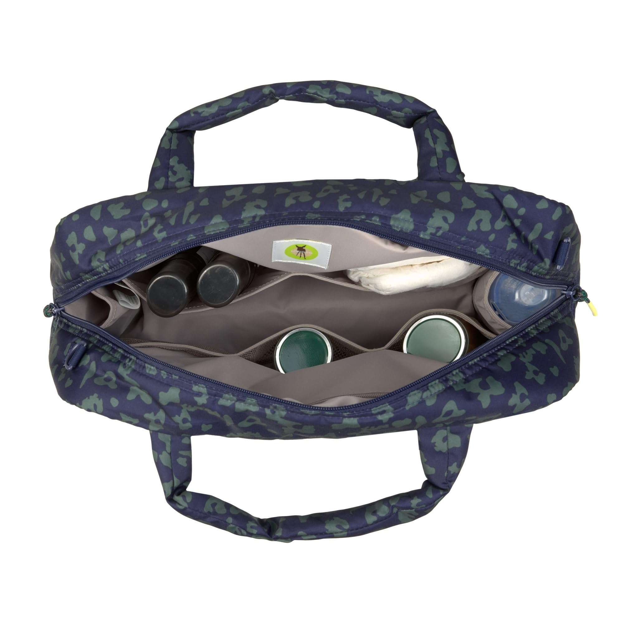 LÄSSIG Baby Wickeltasche mit Tragegriff und Wickelunterlage, Kinderwagenbefestigung, wasserabweisend/GRE Everyday Bag Leo dark blue