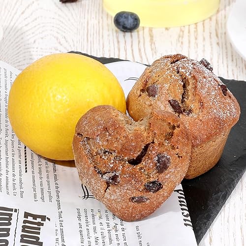 Miniatura 3 de Molde de silicona en forma de corazón, marco reforzado de metal, 12 tazas de moldes de silicona para hornear magdalenas, cupcakes, tartaletas,