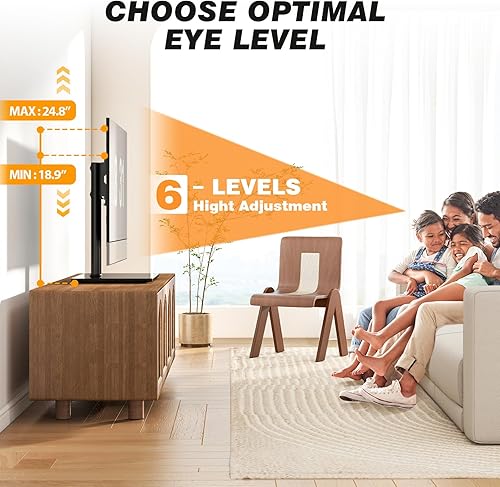 Miniatura 4 de 5Rcom Universal Swivel TV Stand for 27-60 inch Curved/Flat Screen TVs, Table Top TV Base Replacement Holds up to 88 lbs, Height Adjustable TV Stand