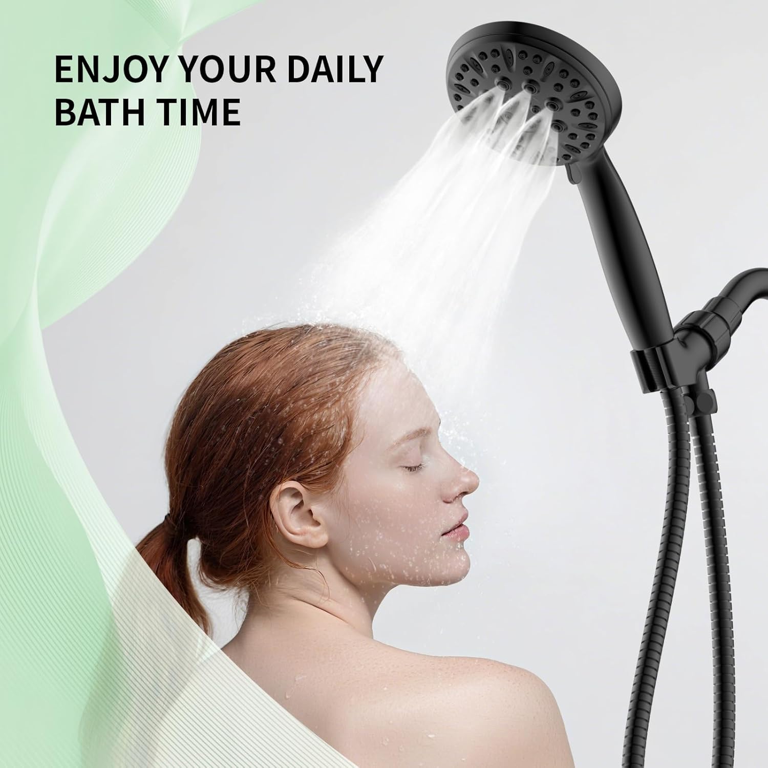 Matte Bla Shower Head, 6 Spray Modes Handheld Showerhead, High Prure