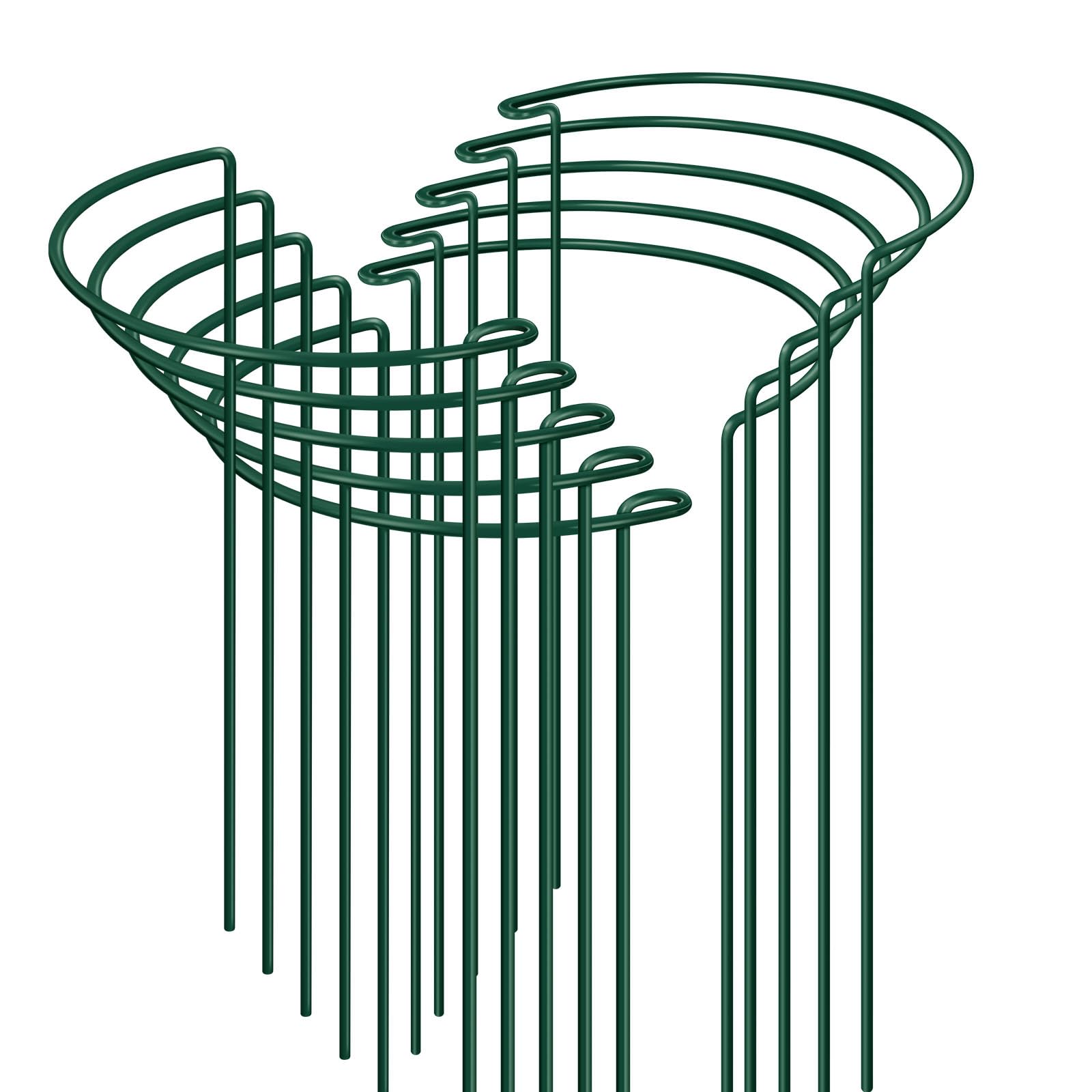 Lot de 10 piquets de support en métal pour plantes de jardin, demi-ronds pour plantes d'intérieur et d'extérieur – 30 cm x 35 cm
