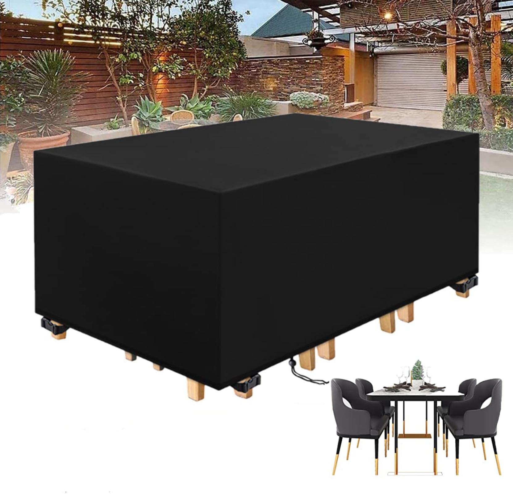 Housse de jardin 360x280x75 cm imperméable en tissu Oxford 420D noir