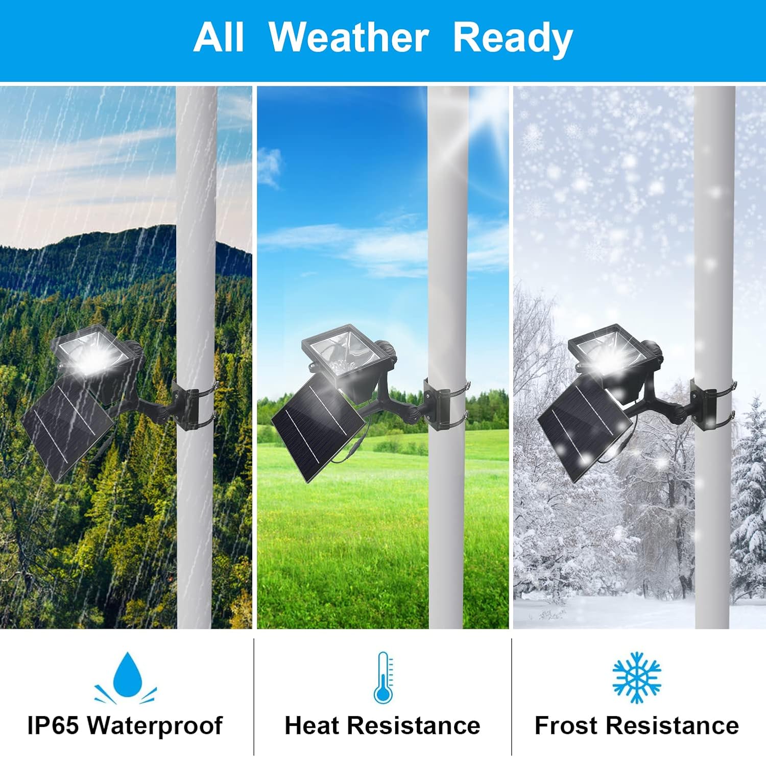 Flag Pole Light Solar Powered 12 Ultra Bright LED 6000K White Adjustable Metal Clamp Fits 2-6" Diameter Flagpoles Outdoor Dusk to Dawn 100% Coverage Lights Black