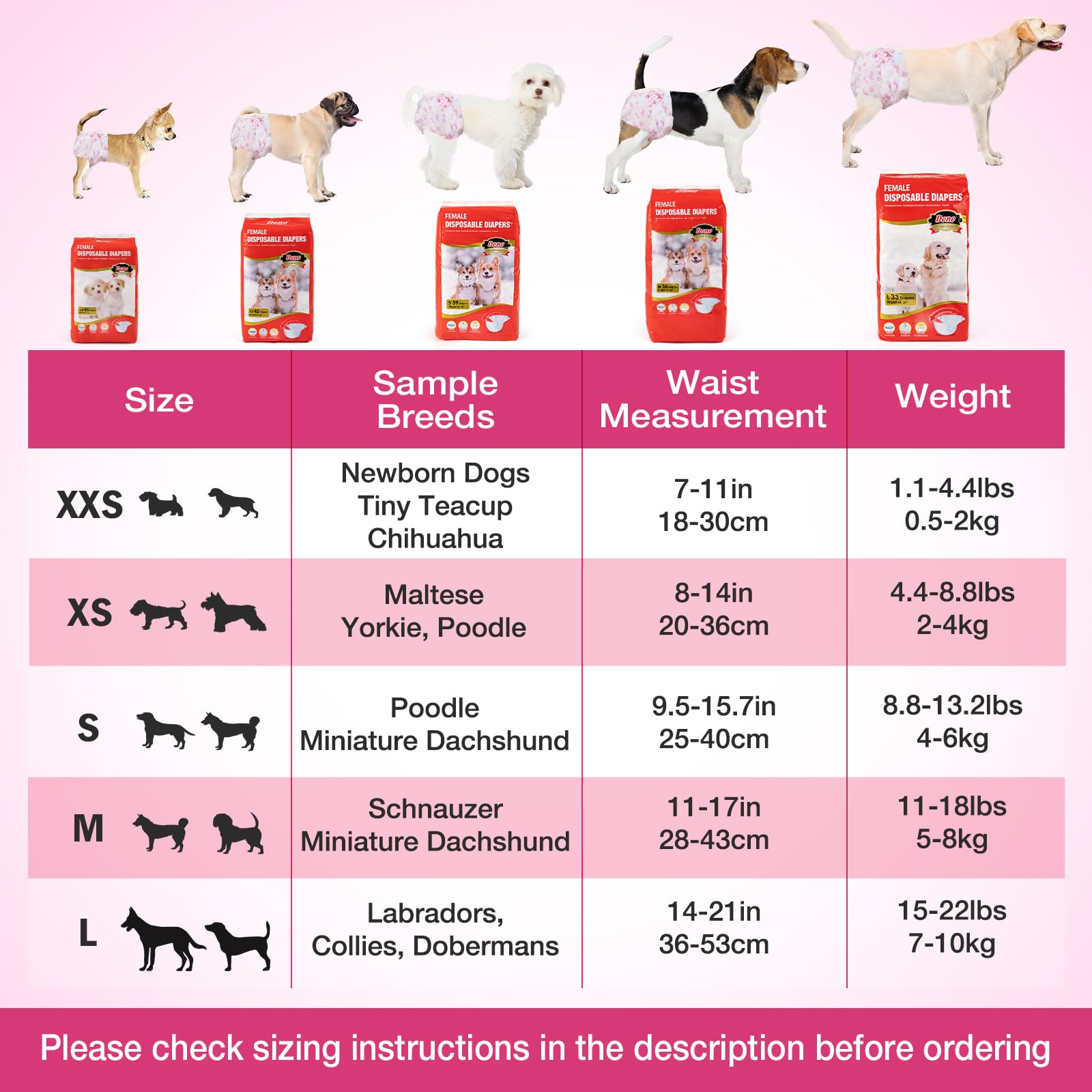 Dono Pañales desechables para perros femeninos, pañales súper absorbentes de 90 quilates, con tecnología de gel de secado rápido, pañales para cachorros, a prueba de fugas, para perros en celo,