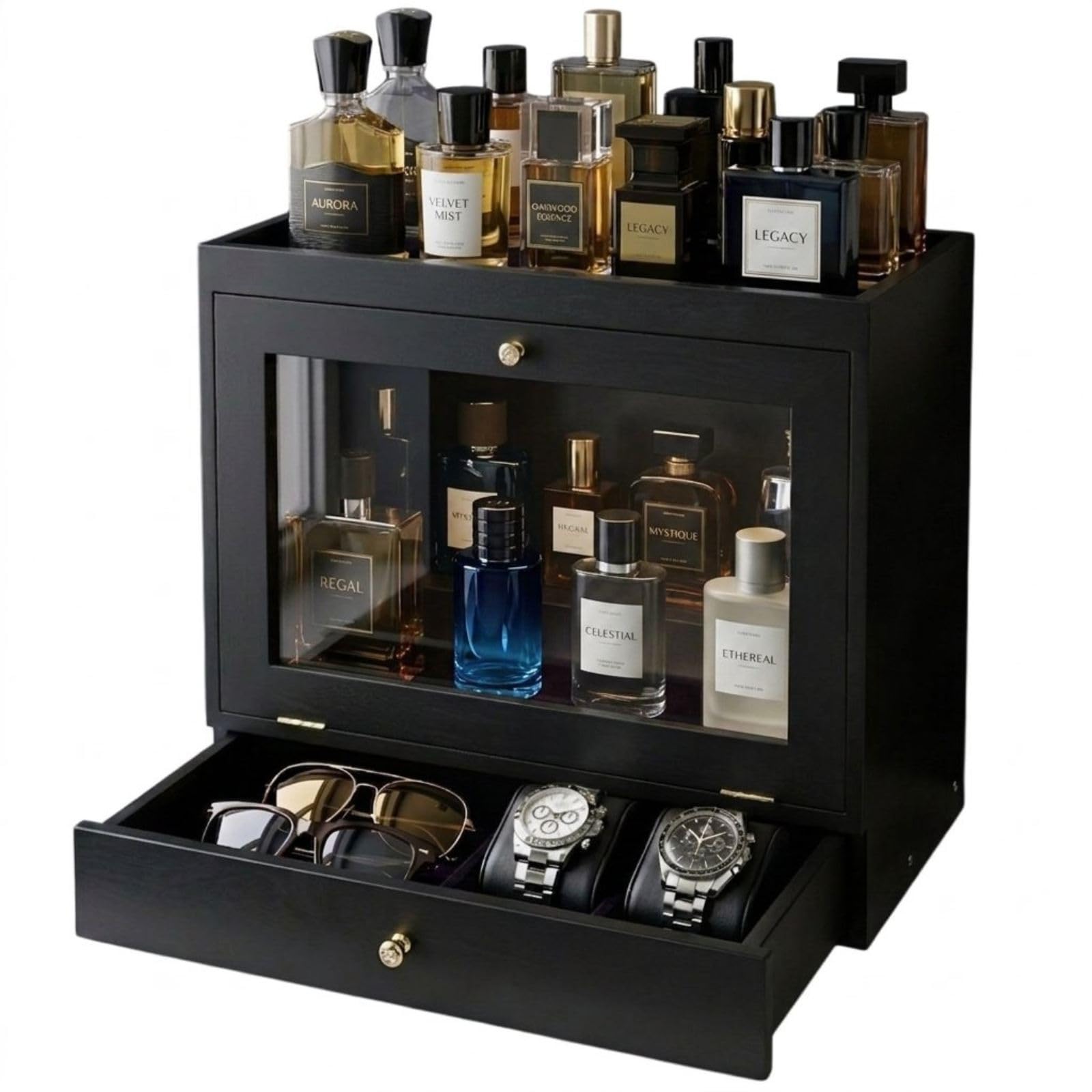 Photo 1 of Vellabliss Solid Wood Cologne Organizer with Dustproof Door