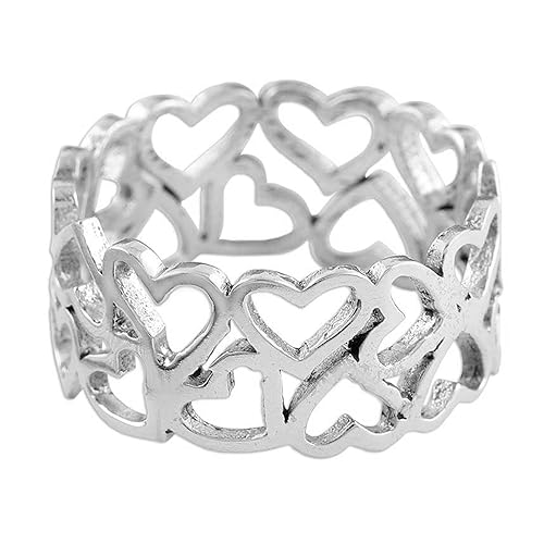 SILVESTO INDIA Spinner Ring Sterling Silver Ring for Women Filigree Ring Meditation Wide Band Anxiety Worry Fidget Ring Unique Silver Rings (8.5)