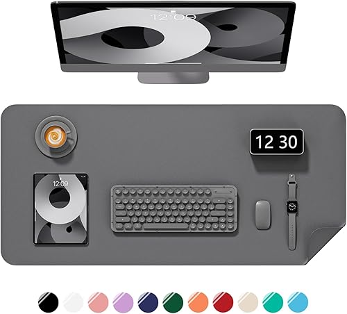 Miniatura 27 de Alfombrilla de escritorio, 60 x 35 cm, de piel sintética, antideslizante, alfombrilla grande para mouse para escritorio, impermeable, almohadilla de