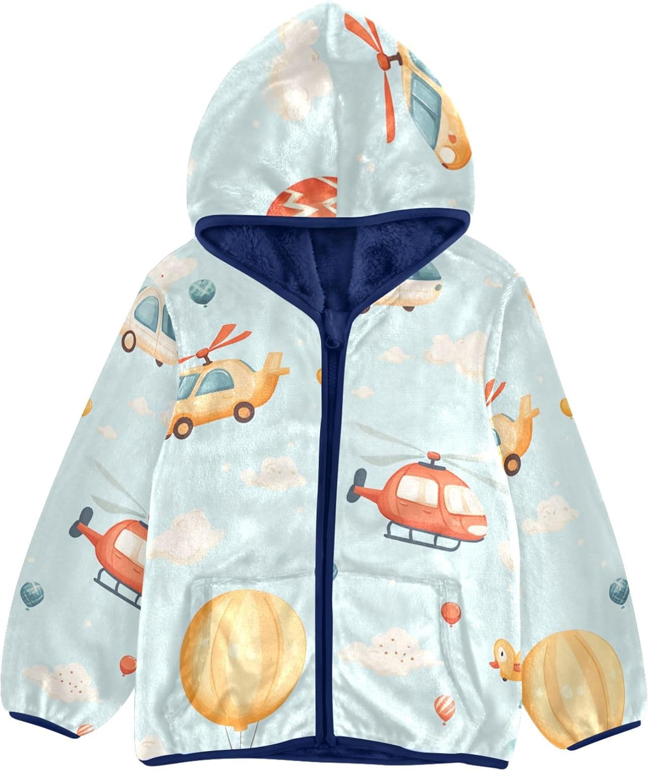 Blue Cloud Balloon Plane Toddlers Winter Jackets Outerwear Jackets Navy Blue Baby Boy Girl Clothes