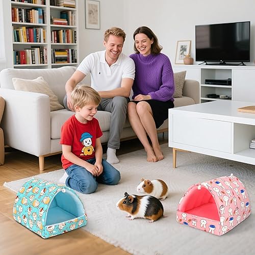 Miniatura 80 de UPINS Paquete de 2 camas de conejillo de indias de 9.8 pulgadas, escondite lavable de conejillo de indias, accesorios para conejos enanos, Gris azul