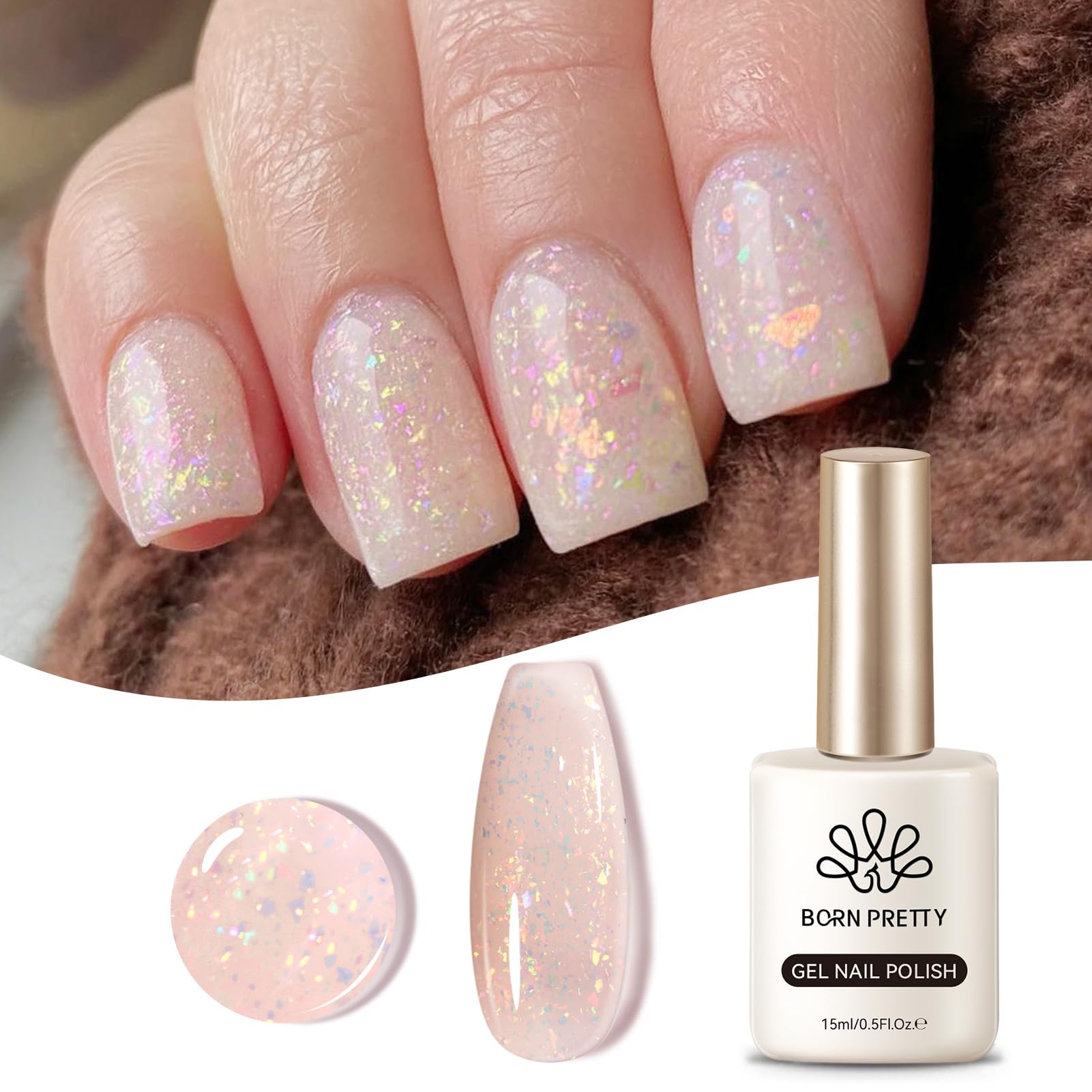Amazon | BORN PRETTY ジェルネイル ラメ 透明な色の効果 15ml 単色 ラメ  1