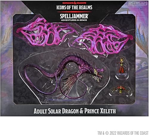 Miniatura 2 de D&D Icons of the Realms Spelljammer Aventuras en el espacio - Dragón solar adulto y príncipe Xeleth