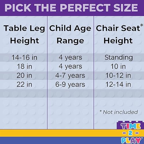 Miniatura 6 de Contender Mesa de juego cuadrada de madera para niños, compatible con Lego, de 35 pulgadas de ancho con patas de arce de 16 pulgadas, escritorio