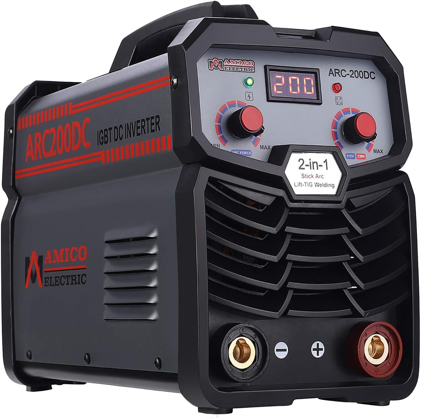 ARC-200, 200-Amp Stick Arc & Lift-TIG Combo Welder, 100-250V Wide Voltage, 80% Duty Cycle, Compatible with all Electrodes: E6010 E6011 E6013 E7014 E7018 etc.