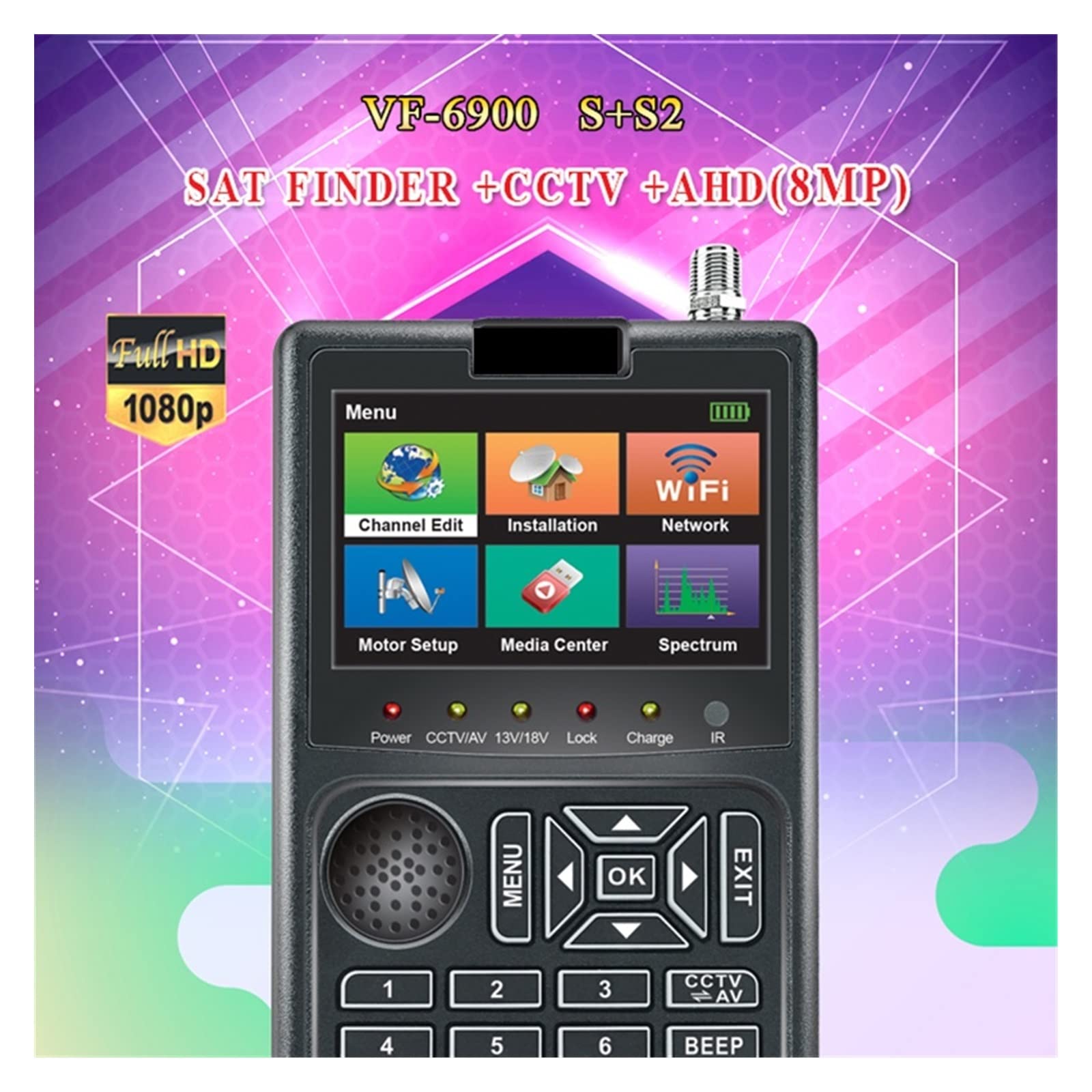 VF-6900 HD Digital Satellite Finder DVB-S/DVB S2/Finder Meter 3.5 "TFT LCD for Ricevitori TV Satellitare ST-5150 Decodificatore del ricevitore(VF-6900)