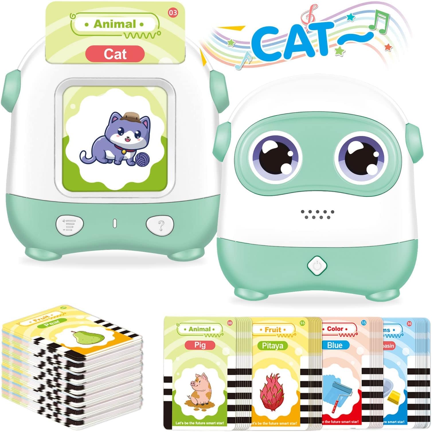 SYOSI Toddler Toys for 2-5 Year Old Boys Girls, Learning Toys Talking Flash Cards with 110 Cards 220 Sight Words, Preschool Educational Toys Games with Sound Effect Kids Birthday Gifts (Green)