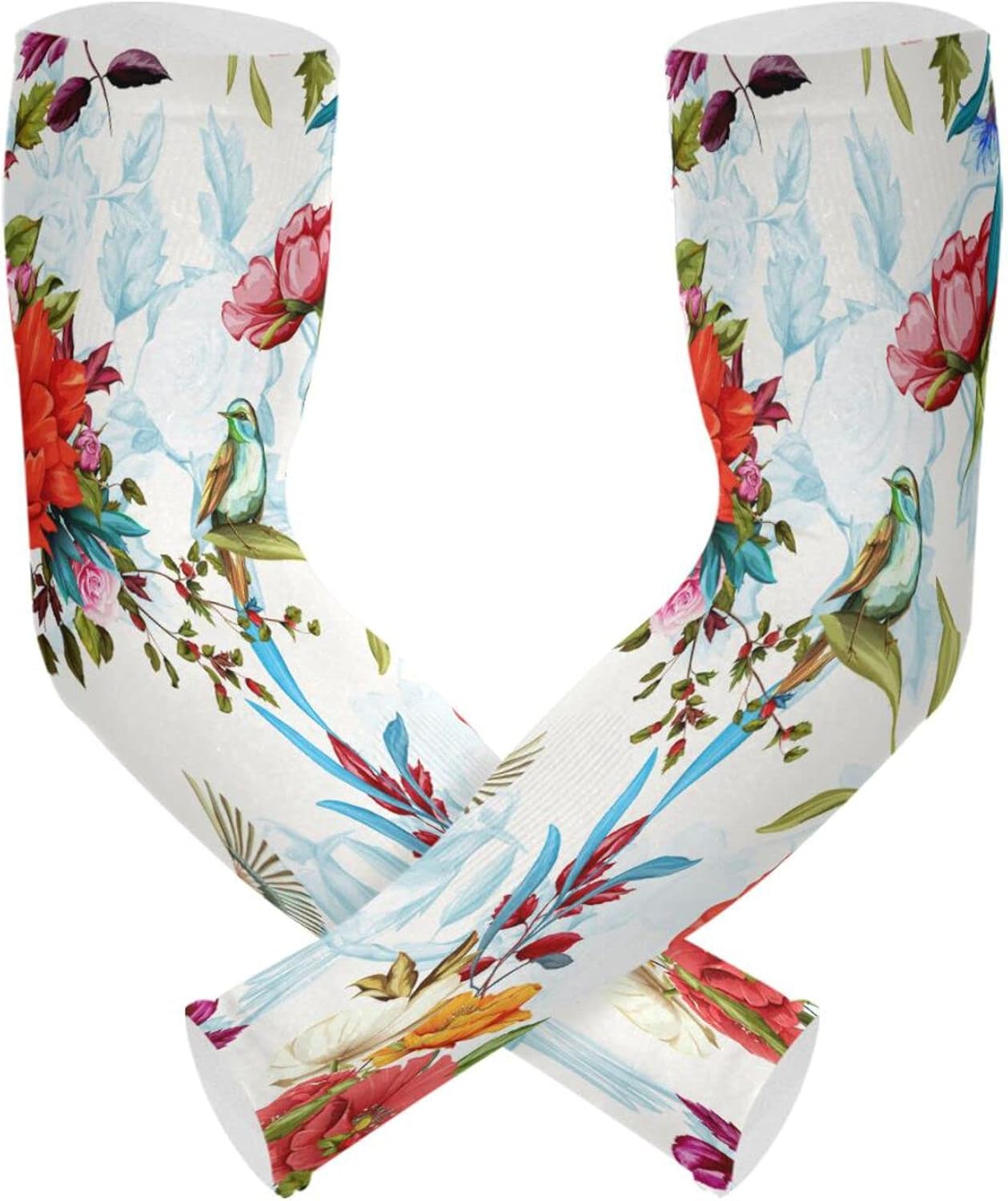 Miniatura 2 de Bird Spring Flowers Cooling Arm Sleeves for Men Women UV Sun Protection Work Sports Arm Sleeves with Thumb Hole for Football Running Golf