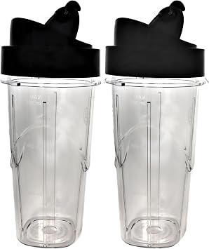 Blendin Replacement Personal Jar with Flip Top to Go Lid, Compatible with Oster Pro 1200 Blenders 2 Pack,24 Ounce