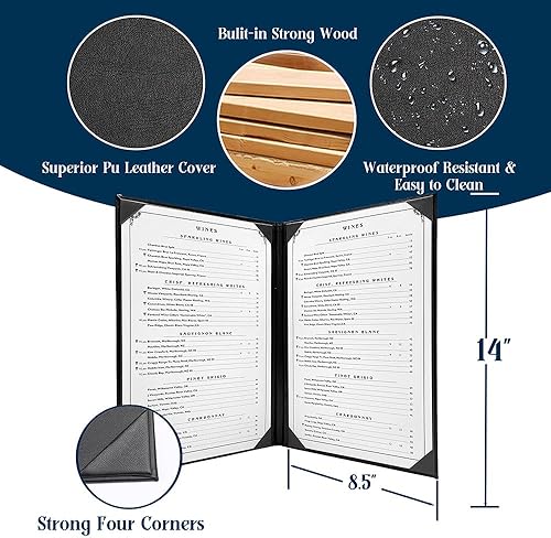 Miniatura 5 de Paquete de 5 fundas de menú Goodsmart Columbia Casebound con páginas interiores de esquina para álbumes (borgoña, 2 vistas, 8.5 x 14 pulgadas)