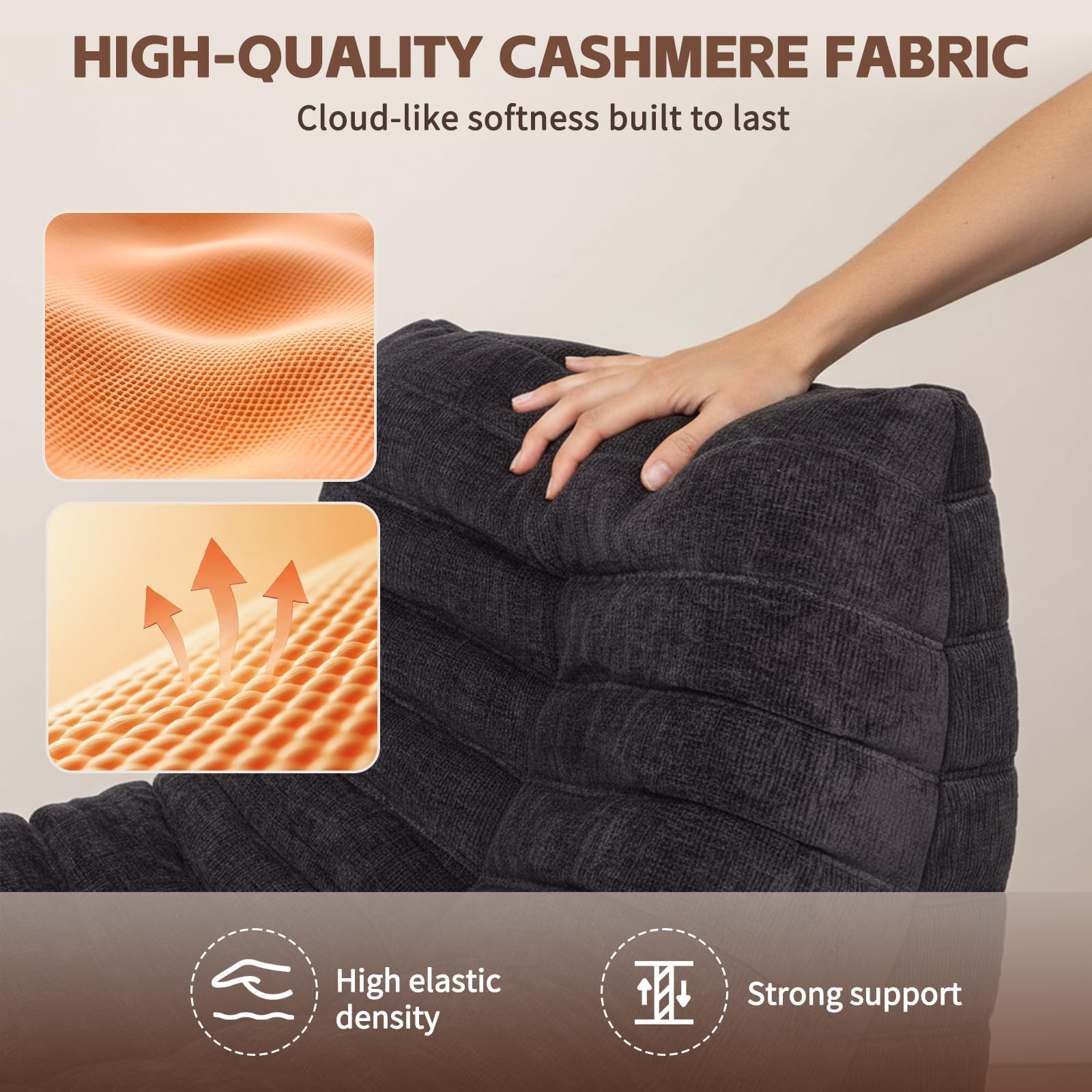 HealthRelife Sofá Puff para Adulto - Sillón Moderno XXL , Pera para Salón y Dormitorio con Relleno, para Leer y Jugar,color marrón