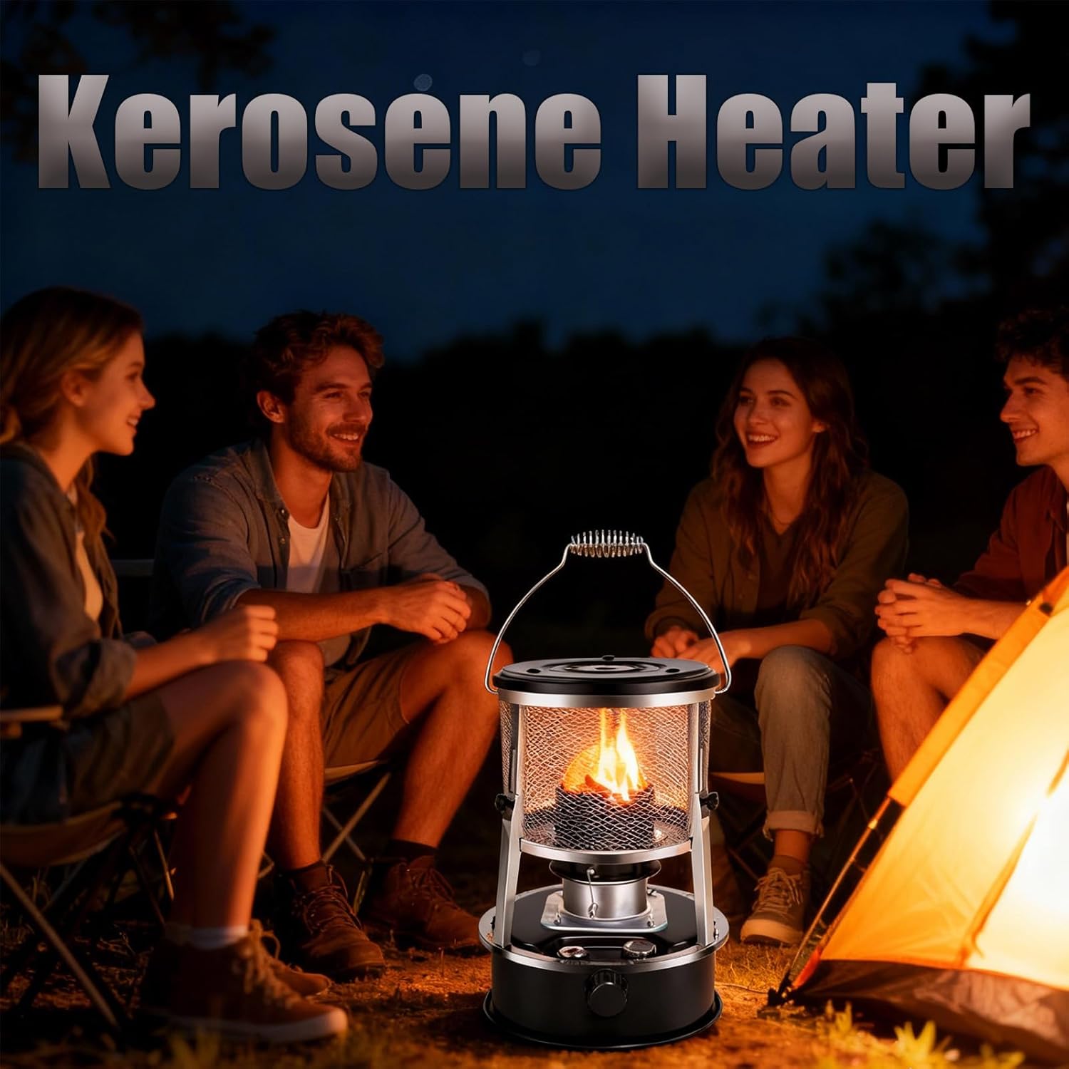 Non Electric Heaters for Indoor, Kerosene Heaters for Indoor Use, 2 in 1 Portable Kerosene Heater & Stove 9000 BTU Non-Electric Indoors Outdoor Heater, for Heating, Cooking (Chimneyless-C, 4.5L)