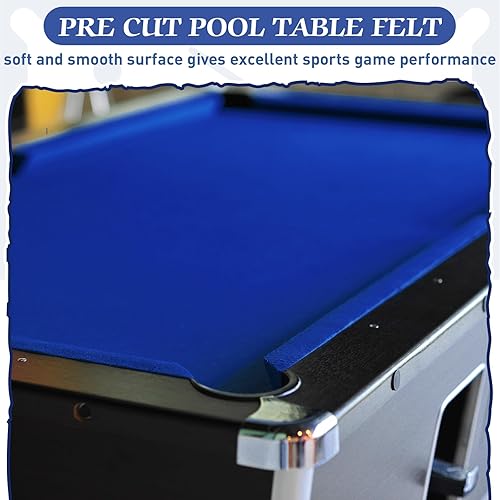Miniatura 5 de Mixweer Paño de billar para mesa de billar de 8 pies precortado, protector de billar de fieltro con 6 tiras de tela y 6 protectores de goma para