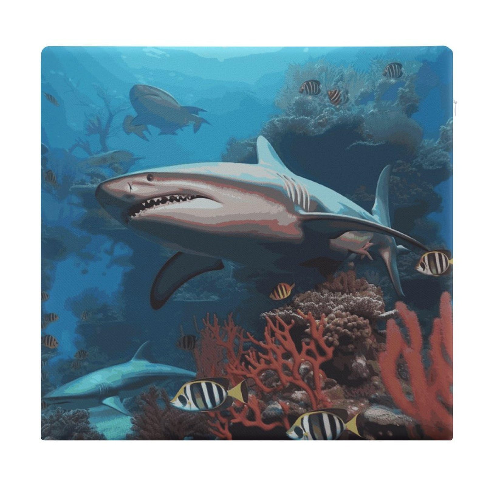 Adfgyerh Style Submarine Shark Coral Cushions Memory Foam For Adults, Seat Cushion Chair Pads Soft, Square Pillows For Dining, Kitchen, Office, Patio Chairs