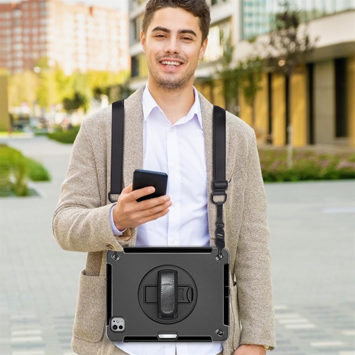 Case for iPad Pro 11-inch (2024 Released, M4, 5th Gen), Upgraded Full Body Heavy Duty Rugged Case with 360 Rotating Stand & Built-in Screen Protector & Shoulder Strap